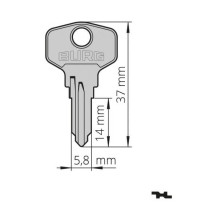 Nevyrezaný polotovar kľúča určený do zámkov H2A408E, H2A411E a H2A416E.