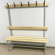 #16 BENCH 1500 AH – Šatníková lavica s opierkou a vešiakmi, 1500 mm