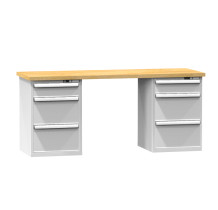 #29 HARDWORK D3D3W – Pracovný stôl s tromi zásuvkami na oboch stranách, 2000 mm, nosnosť do 800 kg
