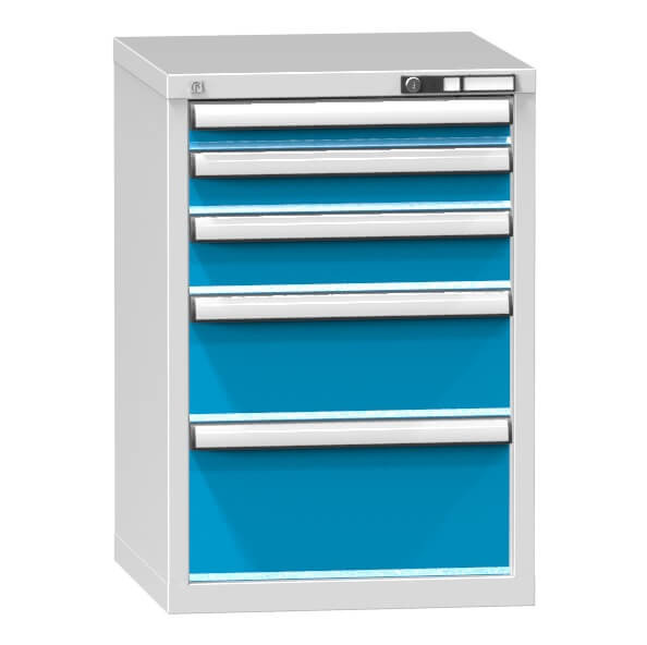 #29 CONT D5 MEDIUM BLUE – Dielenský kontajner s 5 zásuvkami, modrý 840x600x578 mm